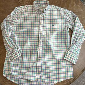 Perlis Mardi Gras Plaid Button Down collared Shirt